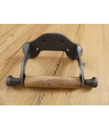 Toilet Paper Holder Cast Iron Bathroom Wall Fixture Metal Wood Farmhouse... - $24.99