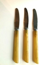 3 Vintage Bakelite or Plastic Honey-Colored Dinner Knives - $7.99