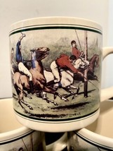 Vintage Ralph Lauren Polo Match Coffee Mug Cup Korea Equestrian Horses Set Of 3 - £19.18 GBP