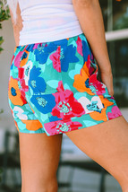 Multicolor Floral Print Drawstring Elastic Waist Casual Shorts - $256.83 MXN
