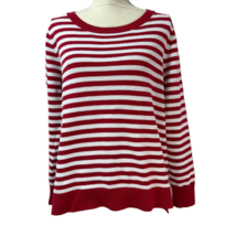 Liz Claiborne Sweater Red White Stripes Size XL 100% Cotton - $16.44