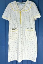 Vintage Gingham Floral Seersucker  Nightgown House Coat XL Grandma Cottage Core - $29.70