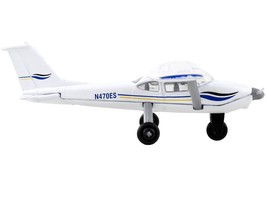 Cessna 172 Aircraft White with Blue and Yellow Stripes &quot;N470ES&quot; with Run... - £13.50 GBP