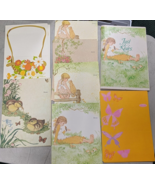 Fold Over Notecards (pack of 22) by Current Inc 1970s Girl w Birds Cat D... - £11.65 GBP
