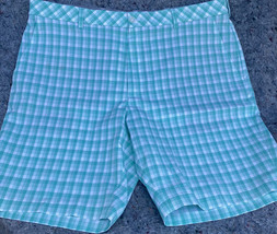 Walter Hagen Plaid Golf Shorts Mens 42 Green  and White Stretch - $15.99
