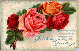 Birthday Greetings Embossed Floral Postcard PC42 - £3.97 GBP