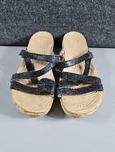 Crocs Womens Size W11 Wedge Slip On Sandals Black Strap Slides Comfortable  - £7.89 GBP