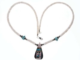 Native American Santo Domingo Pueblo Shell and turquoise necklace - £109.97 GBP