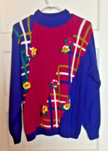 Vintage Russ Women’s Colorful Knit Sweater with Floral Design Size S - $25.10