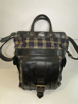 John Fleuvog Eddie Weekend Bag Purse Tote Plaid Leather Travel Rare Retired - £200.31 GBP