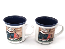Vintage Otagiri Fishing Themed Coffee Mug Ruth Pengal Design Made In Japan - £10.85 GBP
