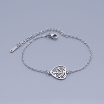 100% Stainless Steel Dainty Heart Tree of Life Charm Bracelet For Women Wholesal - £8.59 GBP
