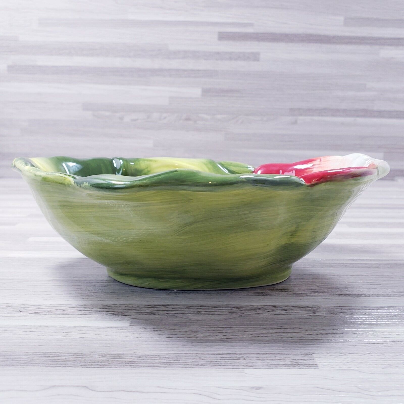 Judy Phipps 7" Vegetable Serving Bowl Certified International Green Red - $17.97