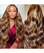 Honey Blonde Lace Front Wig Human Hair Wig 220 Density Highlight Body Wa... - $84.59+