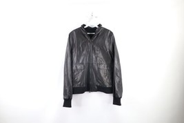 Theory Womens Large Belare Soft Leather Moto Motorcycle Bomber Jacket Black - £141.61 GBP