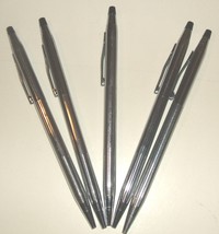 CROSS chrome pens w blue ink, lot of five (5) tested good - $40.00