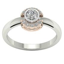 1.20 Ct Round Cut Diamond Wedding Engagement Ring 14k Two Tone Gold Finish - £75.05 GBP