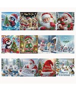 Santa Claus Christmas Series Pattern Greeting Cards Unfolded COMPLETED &amp;... - €23,73 EUR
