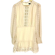 Lulu&#39;s Lust or Love Cream Embroidered Lace Dress Size M Flowy Boho Long ... - £38.31 GBP