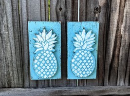 Turquoise Pineapple Wall Hangings, Rustic Pineapple Decor - £27.97 GBP