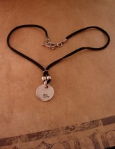 Engravable signed sterling necklace - leather choker 925 msw Pendant - Vintage m - £67.96 GBP