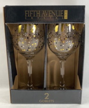 Fifth Avenue Crystal Gold Tone His &amp; Hers Polka Dot Wine Glass Collection - £15.93 GBP