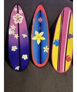 Surfboard Prop Hawaiian Beach Floral/Flower Wall Decor 18&quot;  Set Of 3 - $54.44