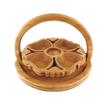 Bamboo Foldable Fruit Storage Basket Creative Collapsible Fruit Candy Plate Nuts - £25.48 GBP