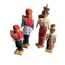 Vintage Guatemalan Folk Art Family Cloth Dolls Figures Lot of 4 - $29.60