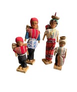 Vintage Guatemalan Folk Art Family Cloth Dolls Figures Lot of 4 - $29.60