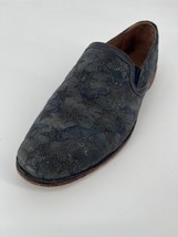 Trask Slip On Shoes Sz 9 Blue Gray Metallic Suede Star Print Loafers - $49.00