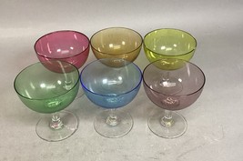 Set Of 6 Vintage Rainbow Multicolored Champagne Or Sherbet Glasses - $367.33 MXN