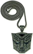 Robot New Crystal Rhinestone Pendant Necklace with 36 Inch Long Franco Chain - £34.75 GBP