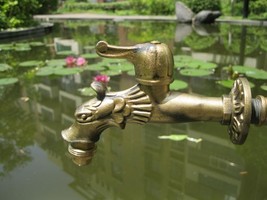 5&quot; Vintage  Brass Bathroom single cold dragon faucets Garden Outdoor fau... - £63.01 GBP
