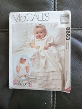 McCall&#39;s M8863 Infants Christening Baptism Gown Romper Hat Bonnet Pattern Uncut - £6.82 GBP