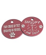 PET MEDICAL ALERT TAG RED 25MM - I AM DEAF - PERSONALISED ON REVERSE - $327.60 MXN