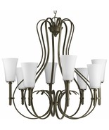 Antique Bronze Opal etched glass 8 Light Chandelier P4469-20 - £419.73 GBP