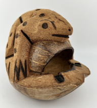 Vintage Hand Carved Frog Coconut Ashtray Ash Tray Tiki Souvenir - £33.63 GBP