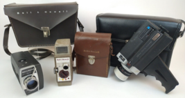 3 BELL &amp; HOWELL Movie Cameras &amp;Cases 252/430/673 XL Super 8 Display Prop... - $89.09