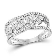 14kt White Gold Womens Baguette Diamond Scattered Band Ring 1/2 Cttw - £592.00 GBP