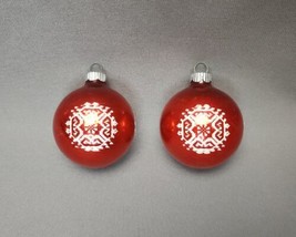 Vintage Shiny Brite Mercury Glass Christmas Ornaments Red Mica Stencil Set of 2 - £17.22 GBP