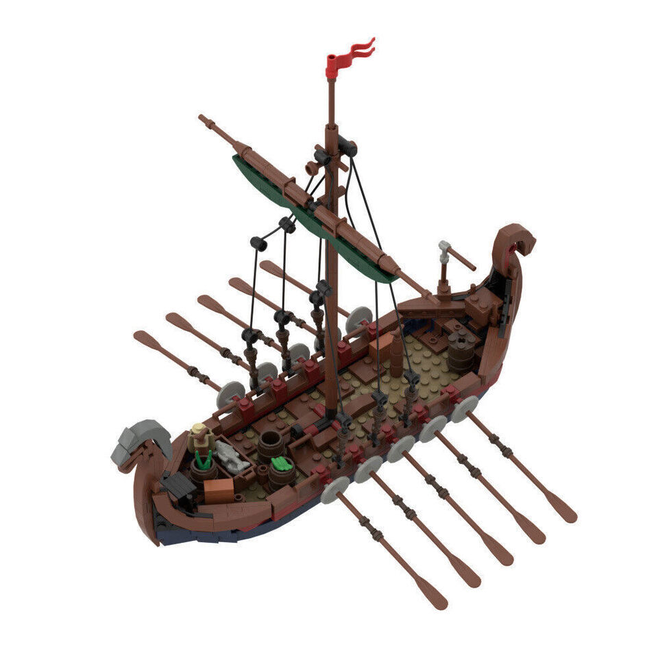 Viking Longship Model Building Blocks Set 463pcs Parts MOC Ship Boat Bri... - $35.63