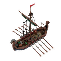 Viking Longship Model Building Blocks Set 463pcs Parts MOC Ship Boat Bri... - $35.63
