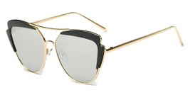 Sunglasses Women Classic Retro Brow-Bar Round Cat Eye UV Protection Mirr... - £16.41 GBP