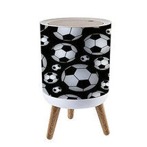 Trash Can with Lid Cute Seamless with Soccer Balls - £135.50 GBP