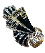 Butler Gold Tone Black Enamel Brooch HTF - $238.95 CAD