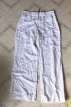 Chico&#39;s 100% Linen Pants Wide Leg Button Front Elastic Waist Back Sz med... - £25.56 GBP