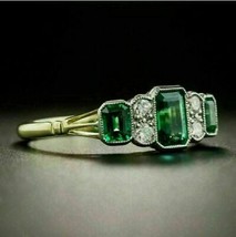 Anello di fidanzamento con smeraldo verde smeraldo da 3 carati placcato in... - £99.06 GBP