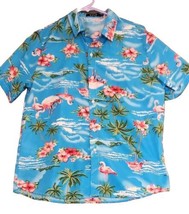 SSLR Hawaiian Shirt Mens Size Small Blue Flamingo Short Sleeve Resort Va... - $18.95