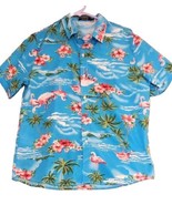SSLR Hawaiian Shirt Mens Size Small Blue Flamingo Short Sleeve Resort Va... - $25.97 CAD